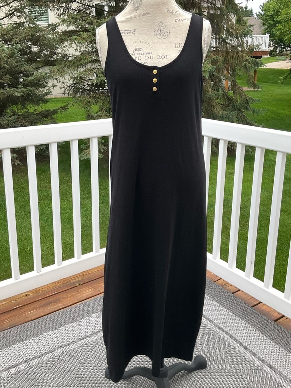 NZT BY NIC+ZOE Button Tank Dress Women’s Black Sleeveless Size Medium NWT
